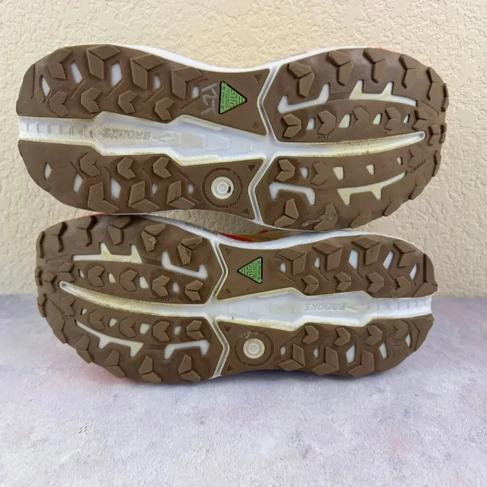 Brooks Caldera 7 Shoes Mens Size 10.5 Beige Trail Running DNA Loft Beige/ Orange